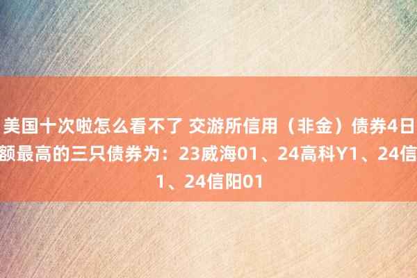 美国十次啦怎么看不了 交游所信用（非金）债券4日成交额最高的三只债券为：23威海01、24高科Y1、24信阳01