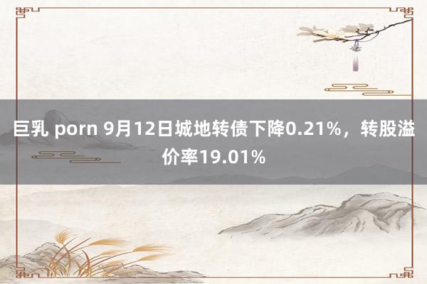 巨乳 porn 9月12日城地转债下降0.21%，转股溢价率19.01%