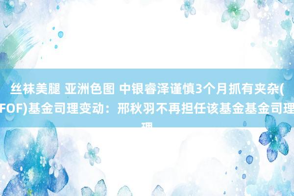 丝袜美腿 亚洲色图 中银睿泽谨慎3个月抓有夹杂(FOF)基金司理变动：邢秋羽不再担任该基金基金司理