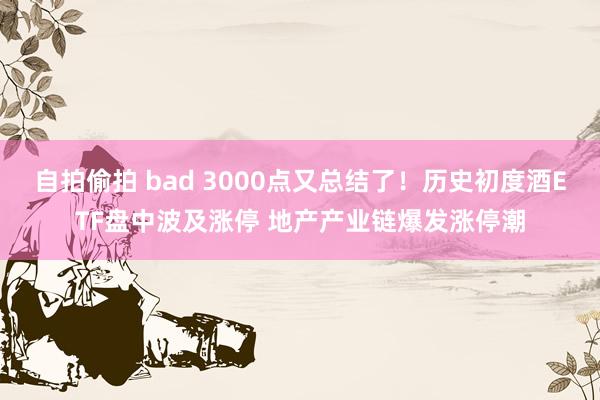 自拍偷拍 bad 3000点又总结了！历史初度酒ETF盘中波及涨停 地产产业链爆发涨停潮