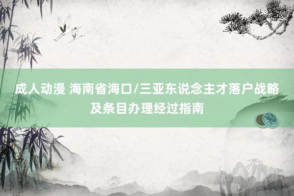 成人动漫 海南省海口/三亚东说念主才落户战略及条目办理经过指南