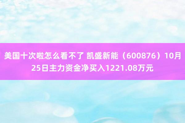 美国十次啦怎么看不了 凯盛新能（600876）10月25日主力资金净买入1221.08万元