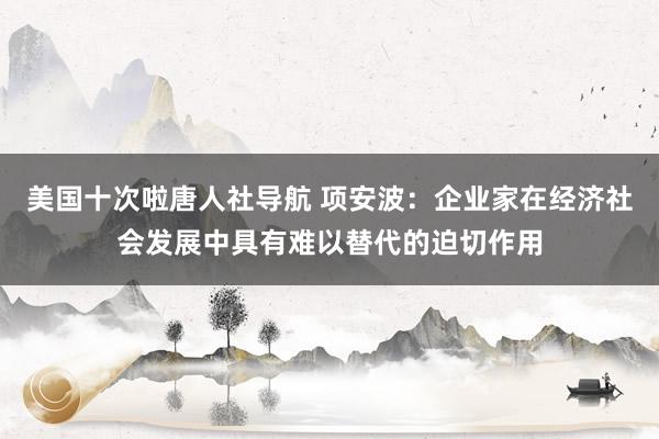 美国十次啦唐人社导航 项安波：企业家在经济社会发展中具有难以替代的迫切作用