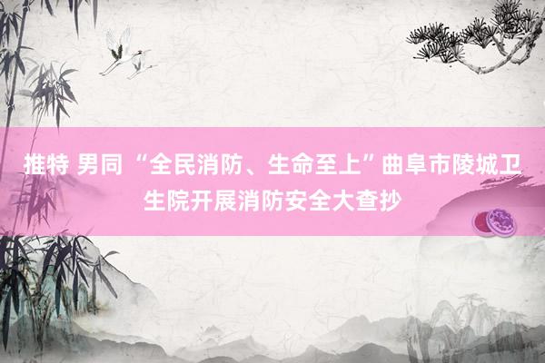 推特 男同 “全民消防、生命至上”曲阜市陵城卫生院开展消防安全大查抄