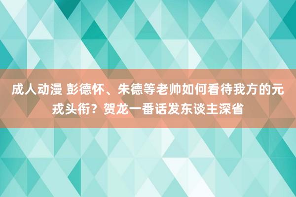 成人动漫 彭德怀、朱德等老帅如何看待我方的元戎头衔？贺龙一番话发东谈主深省