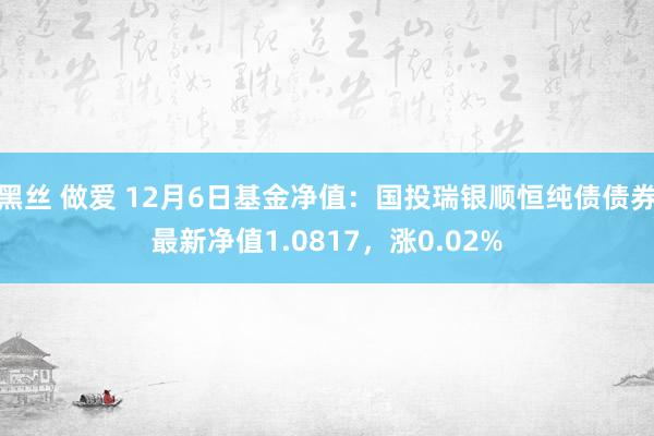 黑丝 做爱 12月6日基金净值：国投瑞银顺恒纯债债券最新净值1.0817，涨0.02%