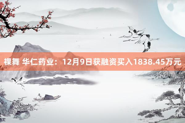 裸舞 华仁药业：12月9日获融资买入1838.45万元