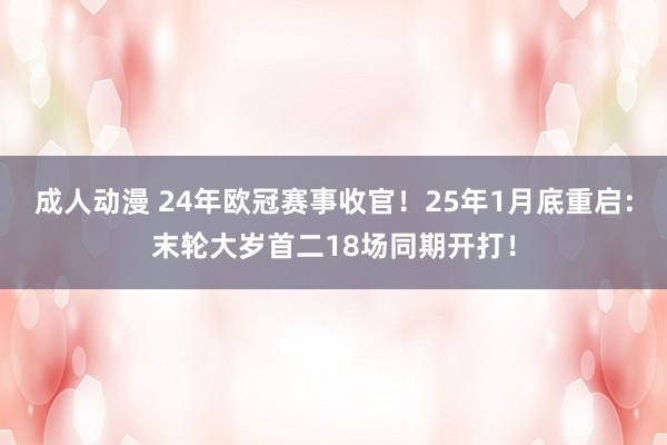 成人动漫 24年欧冠赛事收官！25年1月底重启：末轮大岁首二18场同期开打！