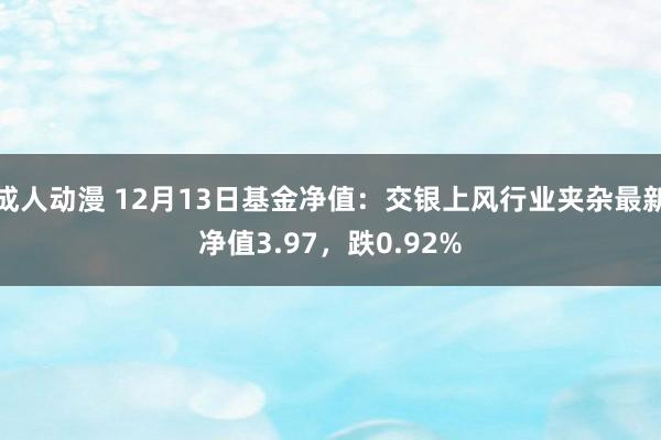 成人动漫 12月13日基金净值：交银上风行业夹杂最新净值3.97，跌0.92%