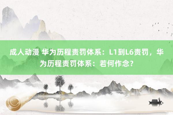 成人动漫 华为历程责罚体系：L1到L6责罚，华为历程责罚体系：若何作念？