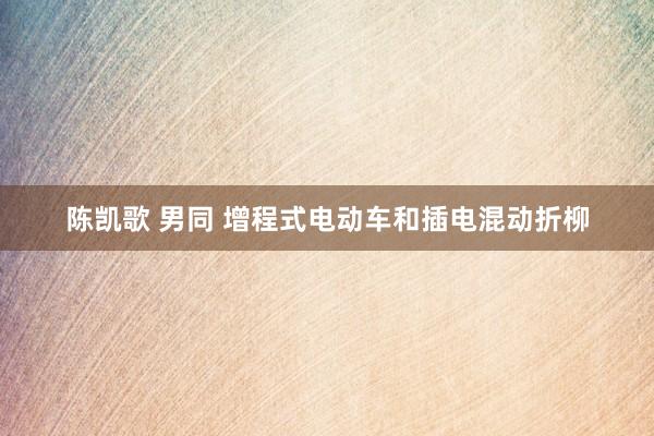 陈凯歌 男同 增程式电动车和插电混动折柳