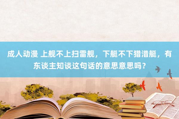 成人动漫 上舰不上扫雷舰，下艇不下猎㳻艇，有东谈主知谈这句话的意思意思吗？