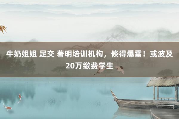 牛奶姐姐 足交 著明培训机构，倏得爆雷！或波及20万缴费学生