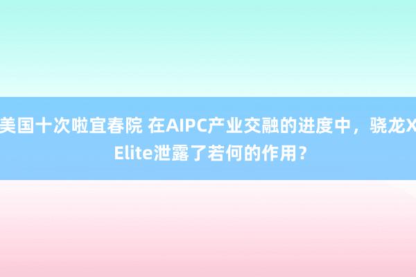 美国十次啦宜春院 在AIPC产业交融的进度中，骁龙X Elite泄露了若何的作用？